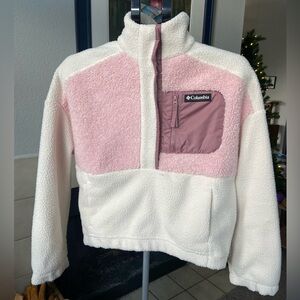 Columbia Women’s Pink and White Fleece Sweatshirt